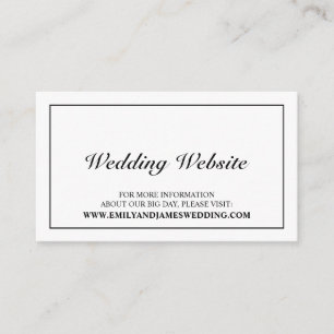 Tarjeta De Recepción Elegante sitio web de Bodas blancos y negros