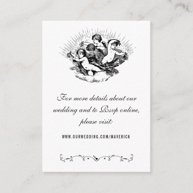 Tarjeta De Recepción Elegante sitio web de Bodas blancos y negros (Anverso)
