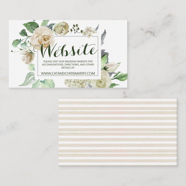 Tarjeta De Recepción Elegante sitio web de Bodas botánicos florales (Anverso / Reverso)