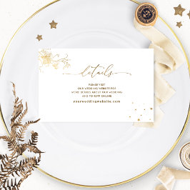 Tarjeta De Recepción Elegante sitio web de Bodas celestes dorados/Detal