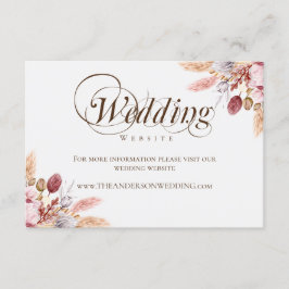 Tarjeta De Recepción Elegante sitio web de Bodas de Grass Boho Pampas