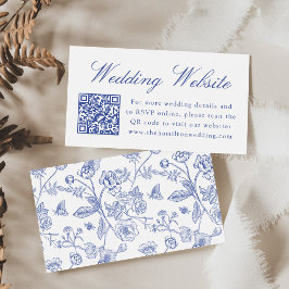 Tarjeta De Recepción Elegante sitio web de Bodas de la Chinoiserie azul