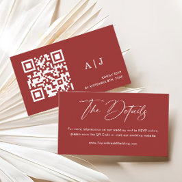 Tarjeta De Recepción Elegante sitio web de Bodas de Navidades Rojos