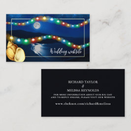Tarjeta De Recepción Elegante sitio web de bodas en la playa iluminada 