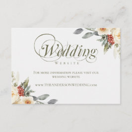 Tarjeta De Recepción Elegante sitio web de Bodas florales de invierno