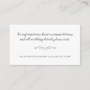 Tarjeta De Recepción Elegante sitio web de bodas Gray White Modern Clas