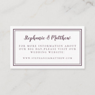 Tarjeta De Recepción Elegante sitio web de bodas Minimalistas Cassis Pu