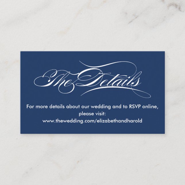 Tarjeta De Recepción Elegante sitio web de Bodas Náuticos de la Marina  (Anverso)