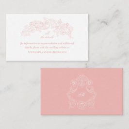 Tarjeta De Recepción Elegante sitio web de Bodas rosados de Rubor