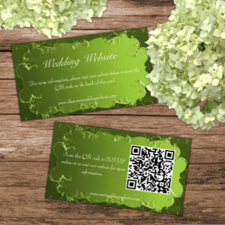 Tarjeta De Recepción Elegante sitio web de Bodas verdes de Chartreuse