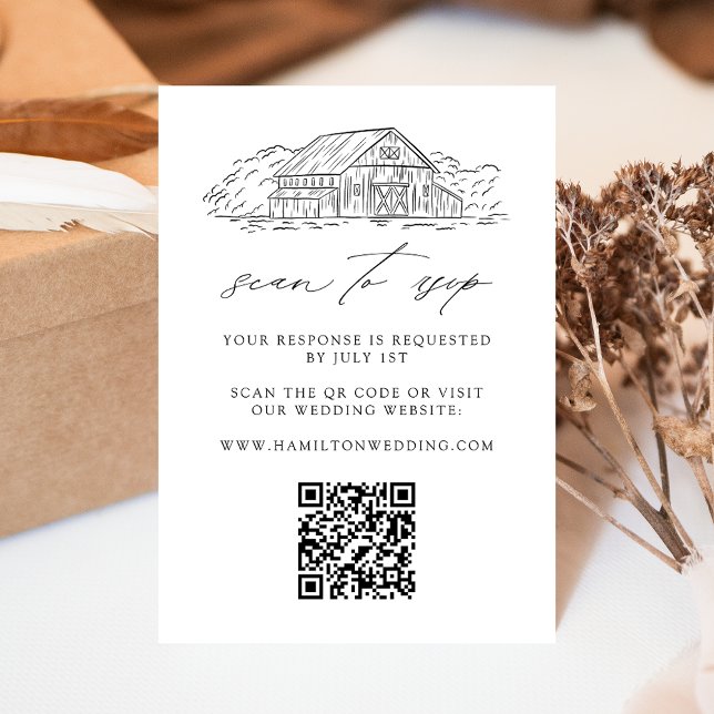 Tarjeta De Recepción Elegante sitio web de código QR de RSVP de boda en (Subido por el creador)