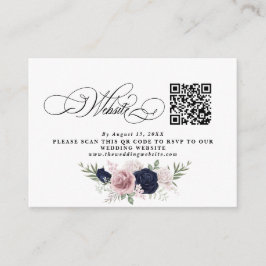 Tarjeta De Recepción Elegante sitio web de código QR del Boda Azul de l