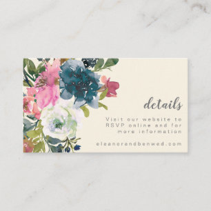 Tarjeta De Recepción Elegante sitio web de detalles de la boda acuarela