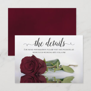 Tarjeta De Recepción Elegante sitio web de detalles de Rosa de Borgoña
