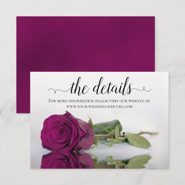 Tarjeta De Recepción Elegante sitio web de detalles de Rosa morado de C (Anverso / Reverso)