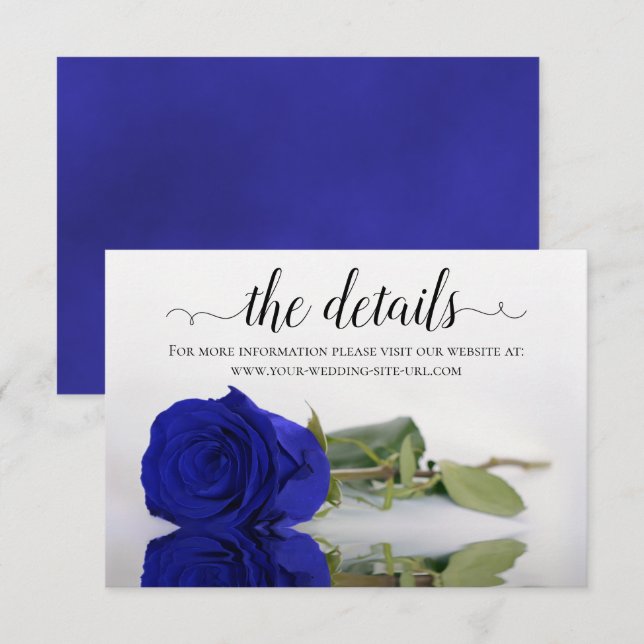 Tarjeta De Recepción Elegante sitio web de detalles del Rosa azul real  (Anverso / Reverso)