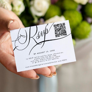 Tarjeta De Recepción Elegante sitio web de escritura de código QR boda