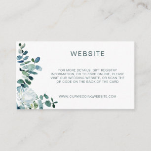 Tarjeta De Recepción Elegante sitio web de eucalipto y flores blancas d