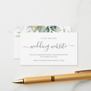 Tarjeta De Recepción Elegante sitio web de Eucalyptus Greenery Gold Bod