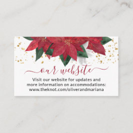 Tarjeta De Recepción Elegante sitio web de Navidades de Poinsettia Boda