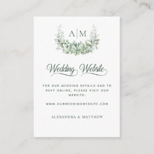 Tarjeta De Recepción Elegante sitio web del Boda del Monograma Eucalypt
