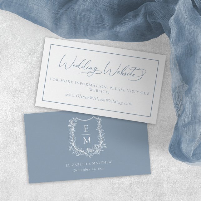Tarjeta De Recepción Elegante sitio web del Boda Escudo Floral Azul Dus (Subido por el creador)