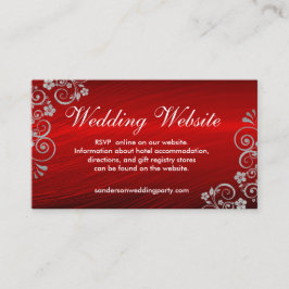 Tarjeta De Recepción Elegante sitio web del Boda Ruby Red Gray Swirls