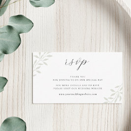 Tarjeta De Recepción Elegante sitio web del Boda Sage Greenery RSVP