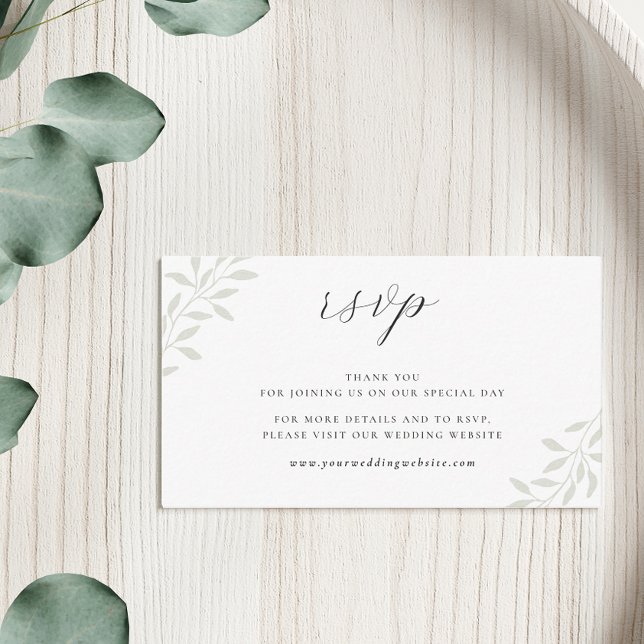 Tarjeta De Recepción Elegante sitio web del Boda Sage Greenery RSVP (Subido por el creador)