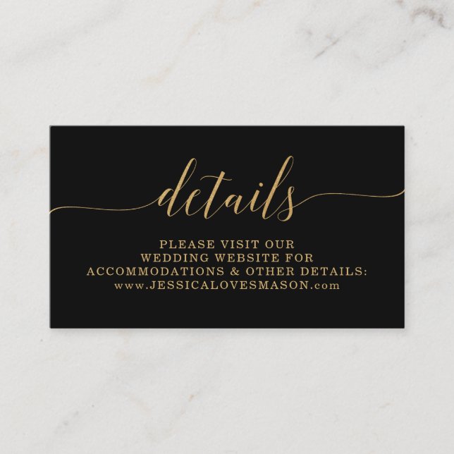 Tarjeta De Recepción Elegante Sitio Web Minimal Gold Boda Insertar Tarj (Anverso)