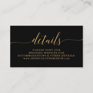 Tarjeta De Recepción Elegante Sitio Web Minimal Gold Boda Insertar Tarj