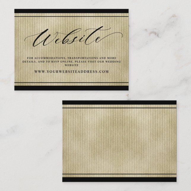 Tarjeta De Recepción Elegante sitio web negro con Boda de oro (Anverso / Reverso)