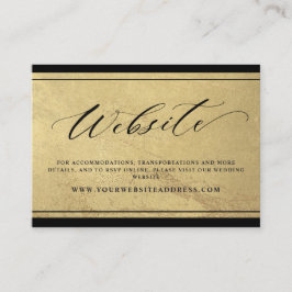 Tarjeta De Recepción Elegante sitio web negro y Boda de oro Gabinete C