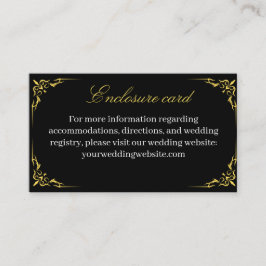 Tarjeta De Recepción Elegante Sobre de Boda Geométrico Negro y Dorado