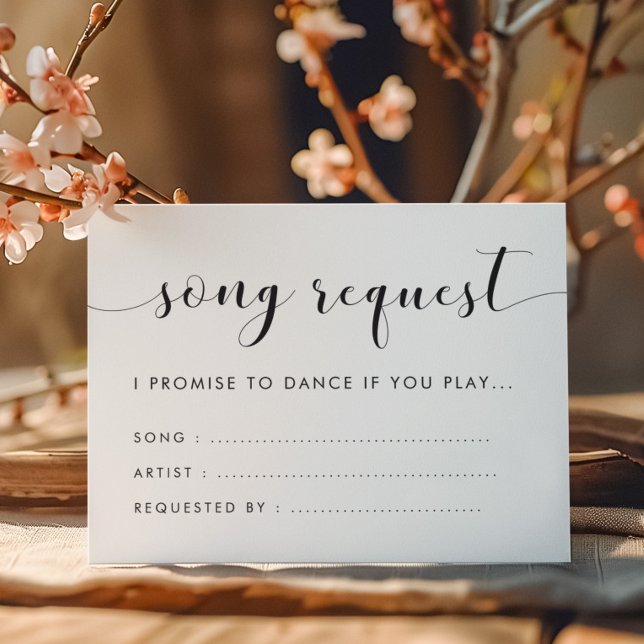 Tarjeta De Recepción Elegante solicitud de canción de Boda blanco y neg (Subido por el creador)