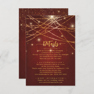 Tarjeta De Recepción Elegante Sparkling String Luces Bodas Detalles
