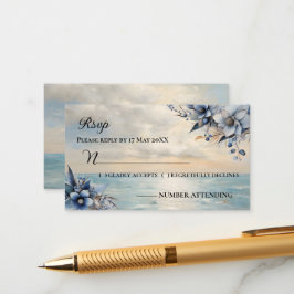 Tarjeta De Recepción Elegante sutil puesta de sol y boda floral RSVP