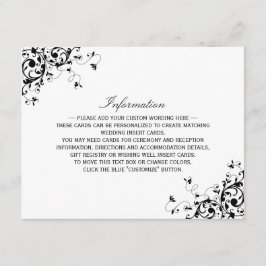 Tarjeta De Recepción Elegante Swirls Boda blanco y negro