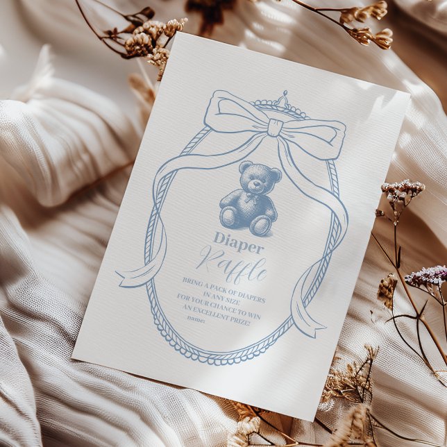 Tarjeta De Recepción Elegante Teddy Bear Diapper Raffle (Subido por el creador)