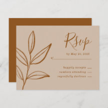 Elegante terracota con hojas Boho Wedding RSVP