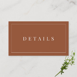 Tarjeta De Recepción Elegante Terracota Detalles simples de Boda formal