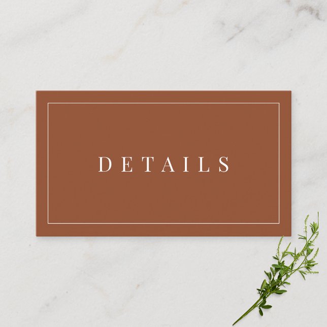 Tarjeta De Recepción Elegante Terracota Detalles simples de Boda formal (Subido por el creador)
