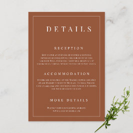 Tarjeta De Recepción Elegante Terracota Detalles simples de Boda formal