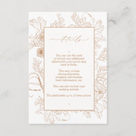 Tarjeta De Recepción Elegante Terracota Floral Line Art Boda Detalles