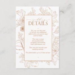 Tarjeta De Recepción Elegante Terracota Floral Line Art Boda Detalles