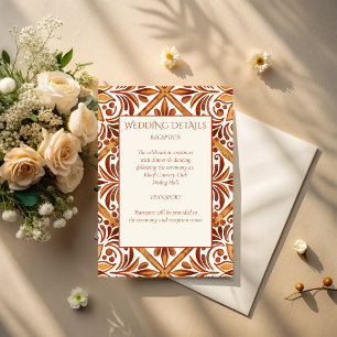 Tarjeta De Recepción Elegante Terracota Mexicana Talavera boda detalle