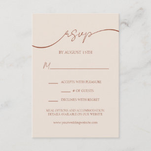 Tarjeta De Recepción Elegante Terracota Moderno Script Wedding RSVP