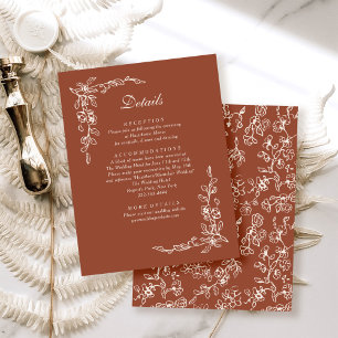 Tarjeta De Recepción Elegante Terracota Vintage Boda Floral