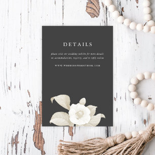 Tarjeta De Recepción Elegante Tierra Floral Oscura Gris Boda Detalles