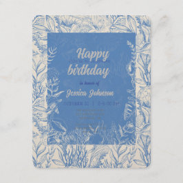 Tarjeta De Recepción Elegante toile azul oceánico